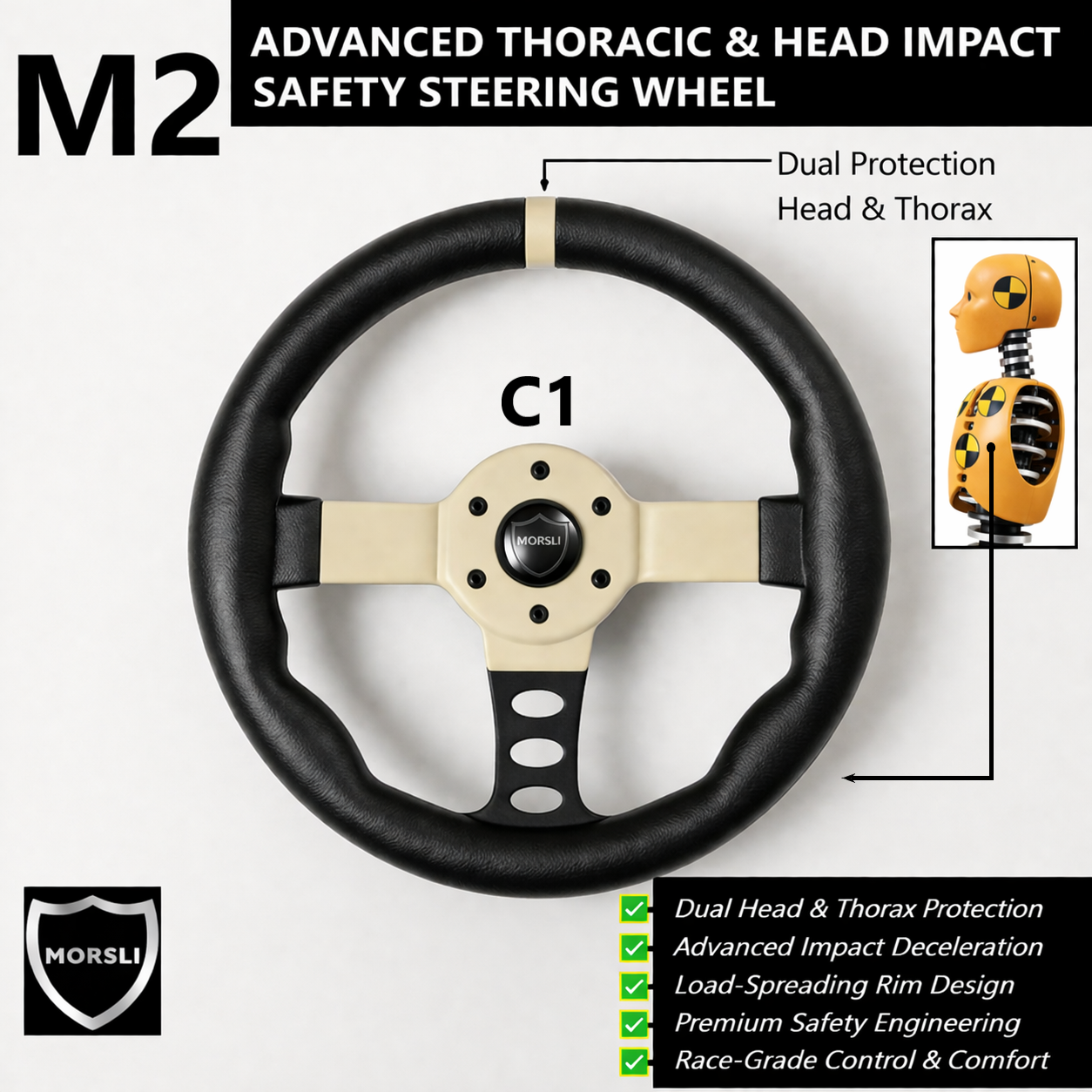 MORSLI M2: Advanced Thoracic and Head-Impact Safety Steering Wheel