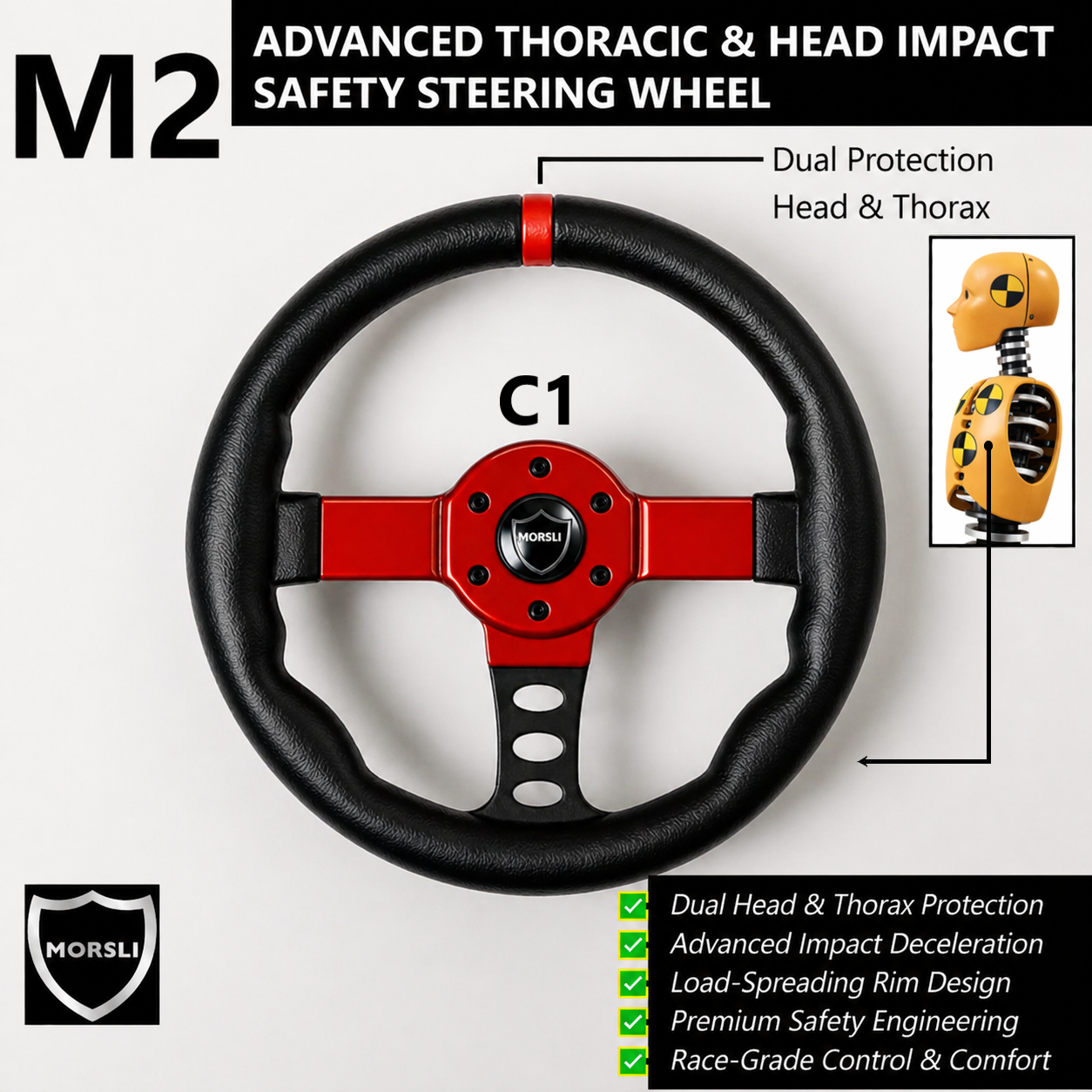 MORSLI M2: Advanced Thoracic and Head-Impact Safety Steering Wheel